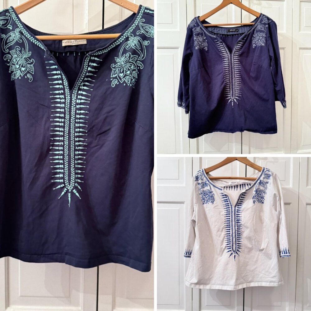 eShakti XL Embroidered Top Lot of 3